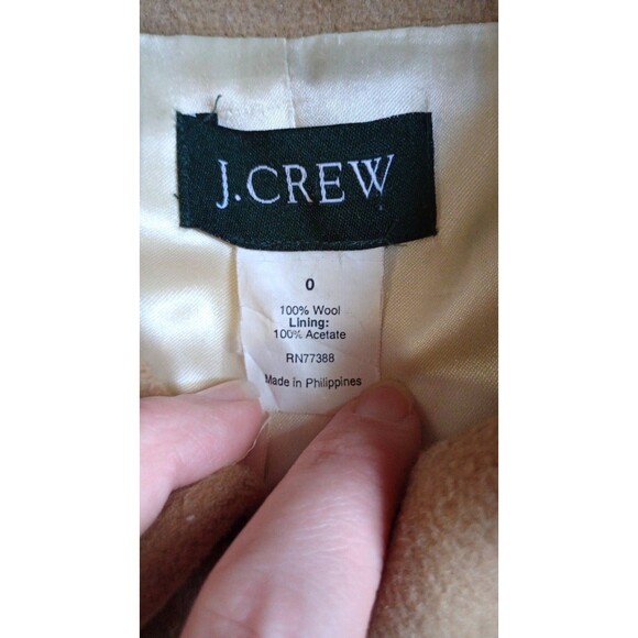 J Crew Wool Jacket Pea Coat Double Breasted Brown Sz 0 NWOT Preppy - Picture 2 of 7